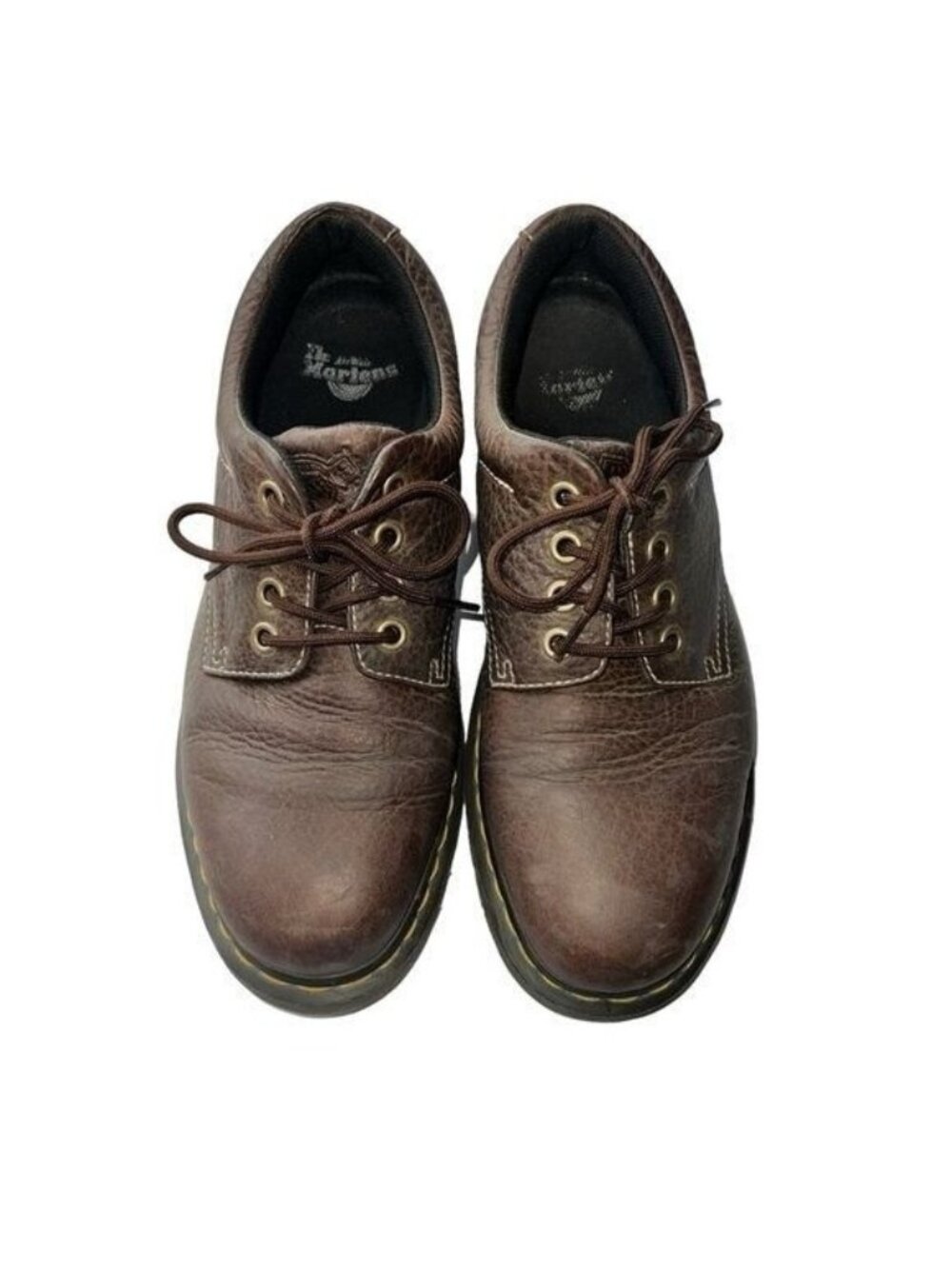 Dr. Martens Boston Mens 12 Oxford Brown Leather Lace-Up Shoes Durable Sole